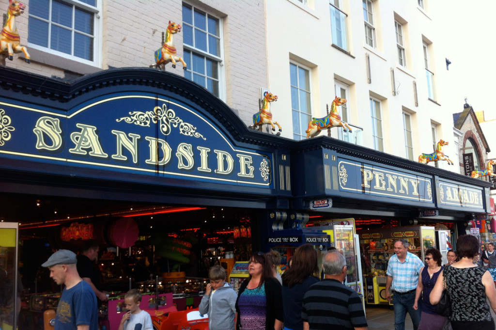 Gold Leaf on Glass Sign - Sandside Arcade, Scarborough
