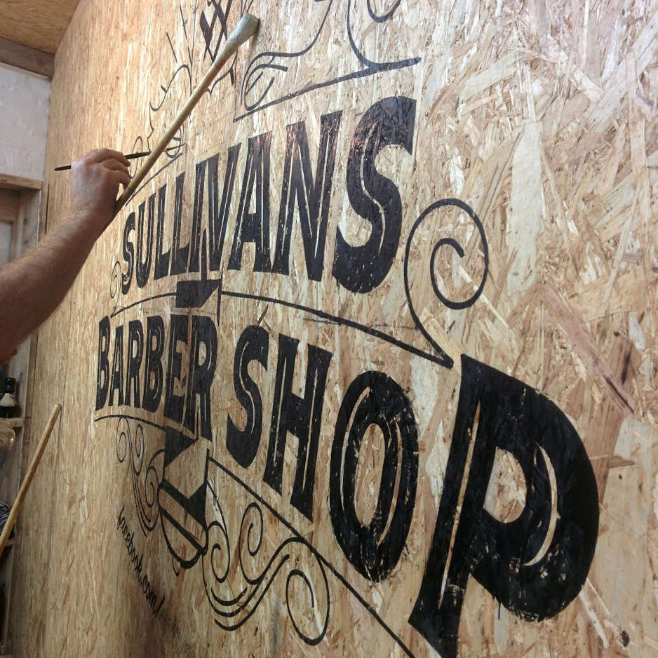 sullivans barber shop wall signwriting