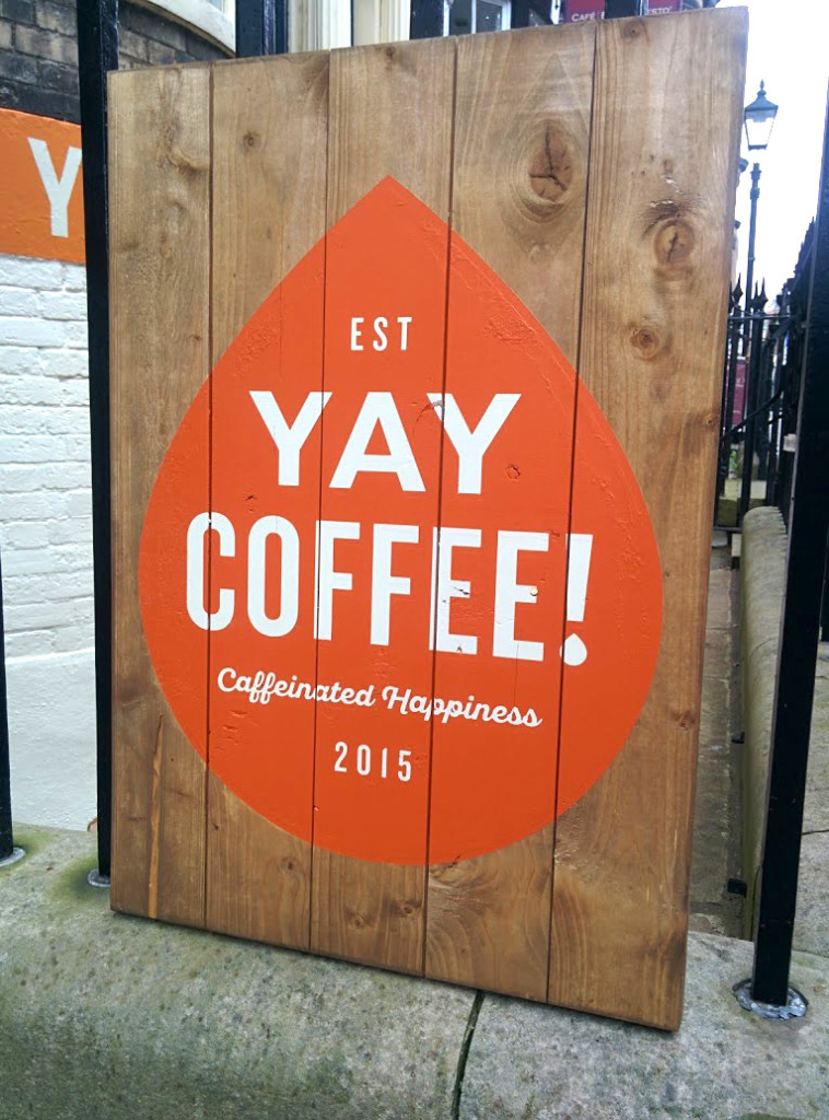 Reclaimed wood sign - Yay Coffee Scarborough