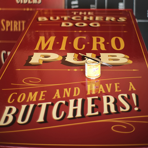 Traditional Pub Signwriting the butchers dog